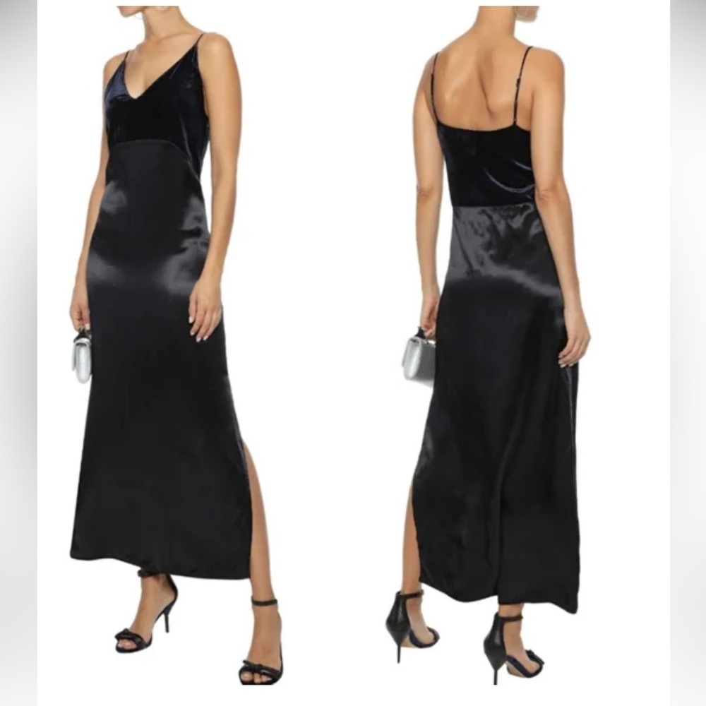 Maje Ryck satin velvet slip dress